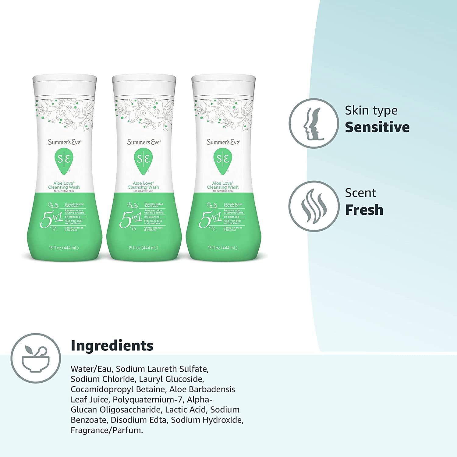 Summer's Eve Summer\'s Eve Aloe Love Gentle Daily Feminine Wash, Removes Odor, pH balanced, 15 fl oz. (Pack of 1)