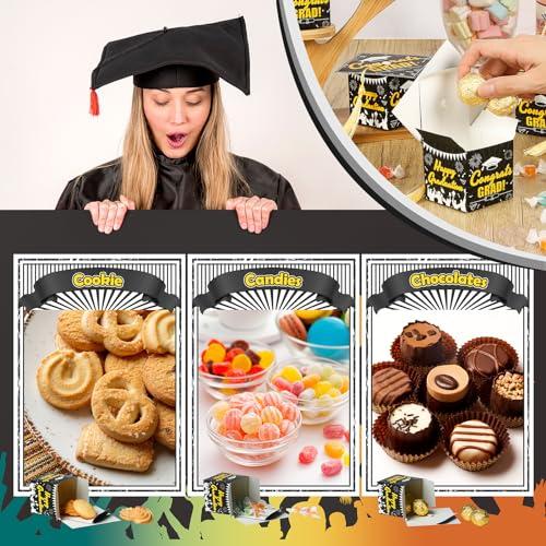 KPOSIYA KPOSIYA 32 Pcs Graduation Cap Gift Box 2.3 x 2.3 x 2.3 Inches Graduation Candy Box with Tassel Small Gift Box Treat Boxes Graduation Decorations Party Favor Boxes(Black)