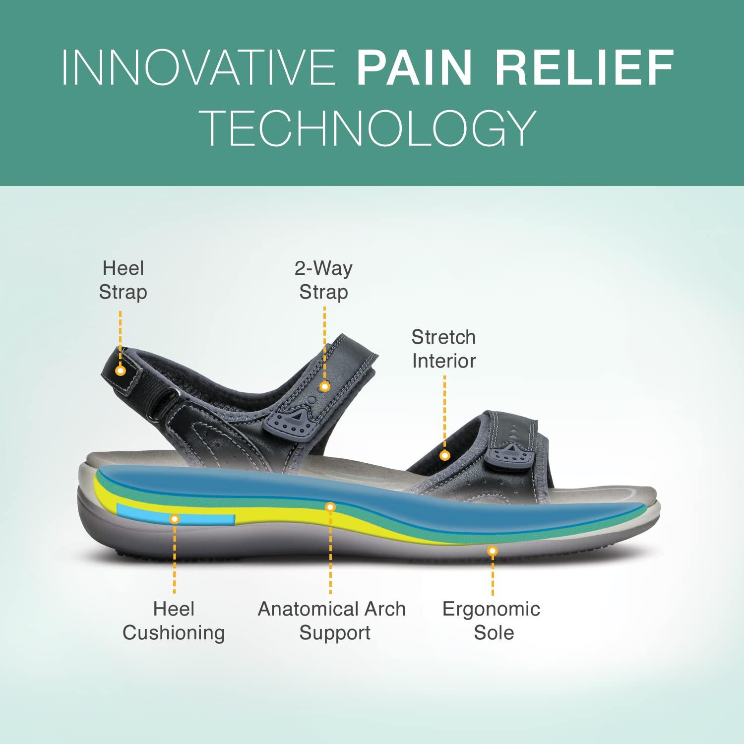 Orthofeet Orthofeet Proven Heel and Foot Pain Relief. Extended Widths. Orthopedic Diabetic Arch Support Women\'s Orthotic Sandals, Black