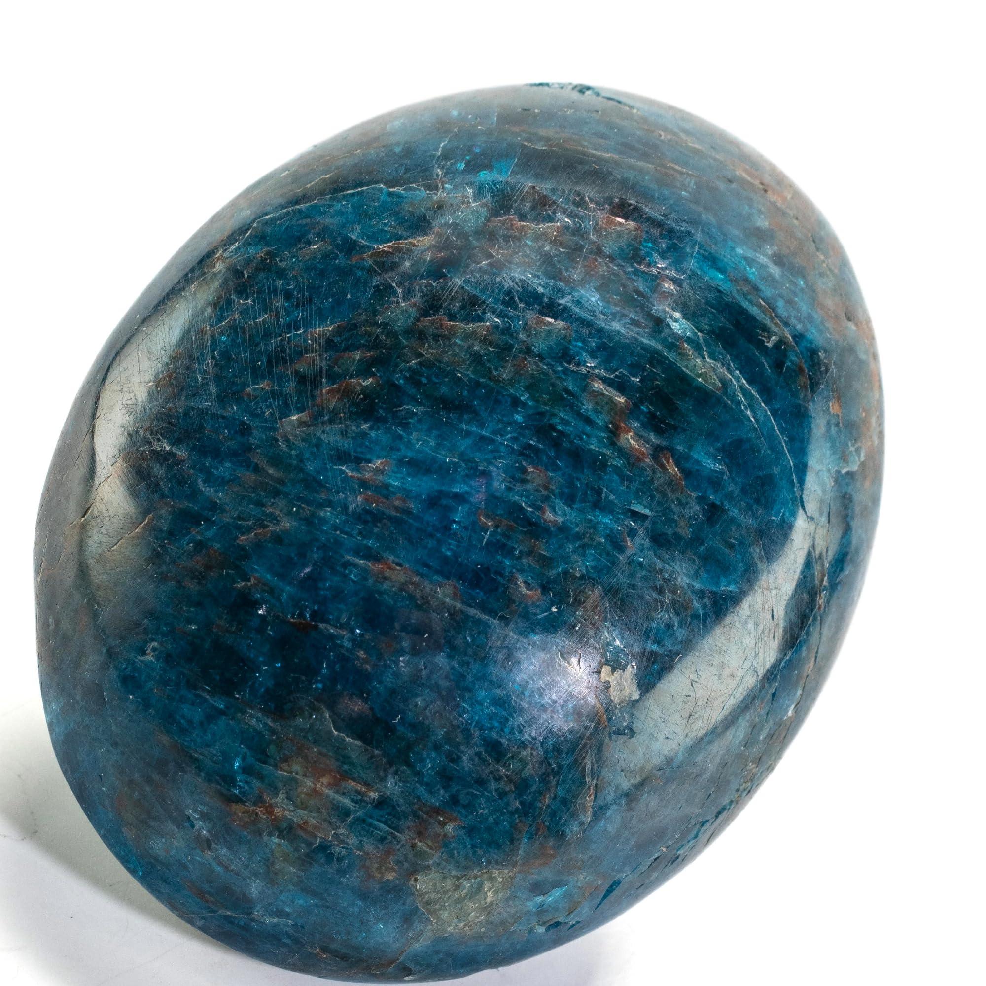 KALIFANO KALIFANO Blue Apatite Palm Stone with Healing & Calming Effects - AAA Grade High Energy Apatito Azul Worry Stone - Reiki Crystal Used for Intuition (Family Owned and Operated)