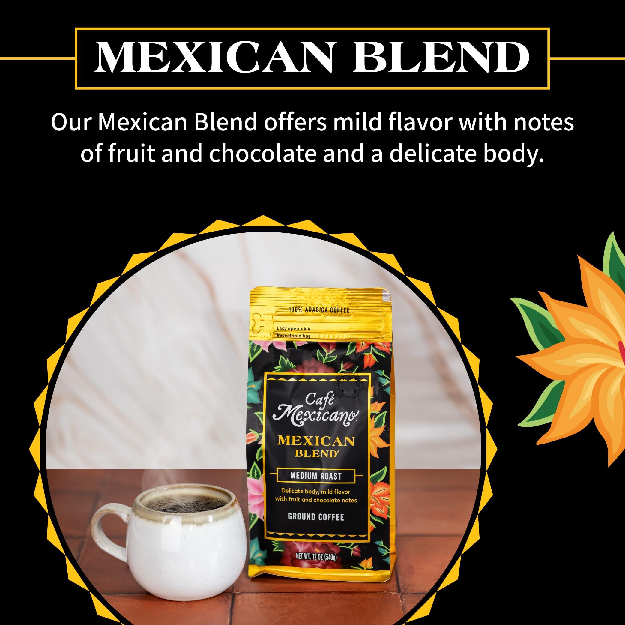 Cafe Mexicano Caf Mexicano - Mexican Blend Ground Coffee - Specialty Arabica Coffee Sourced from Mexico - 12 oz. Bag