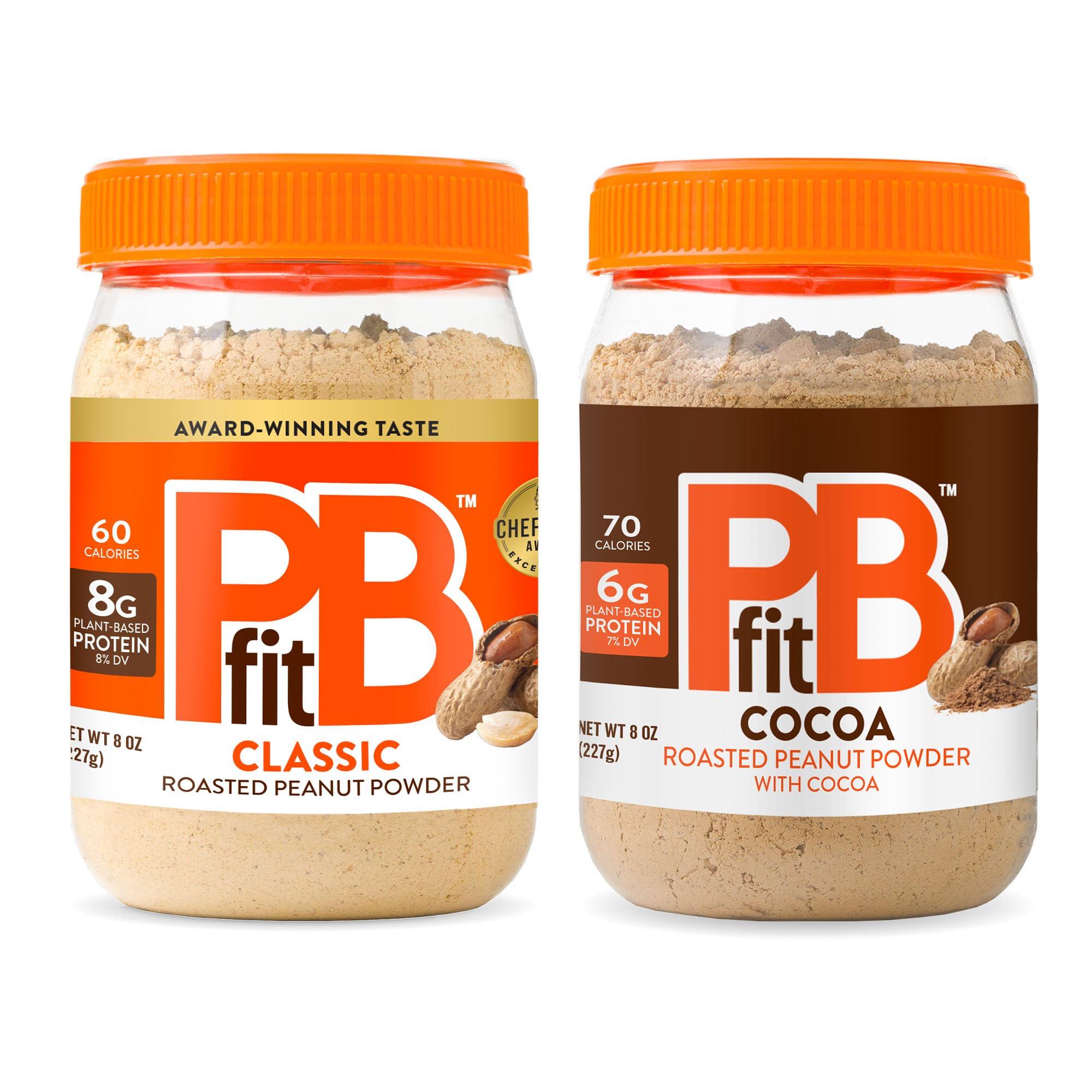 PBfit PBfit Peanut Butter Powder - Original & Chocolate - 87% Less Fat, Gluten Free All Natural Powdered Peanut Butter from Real Roasted Peanuts - 8 oz (Pack of 2)