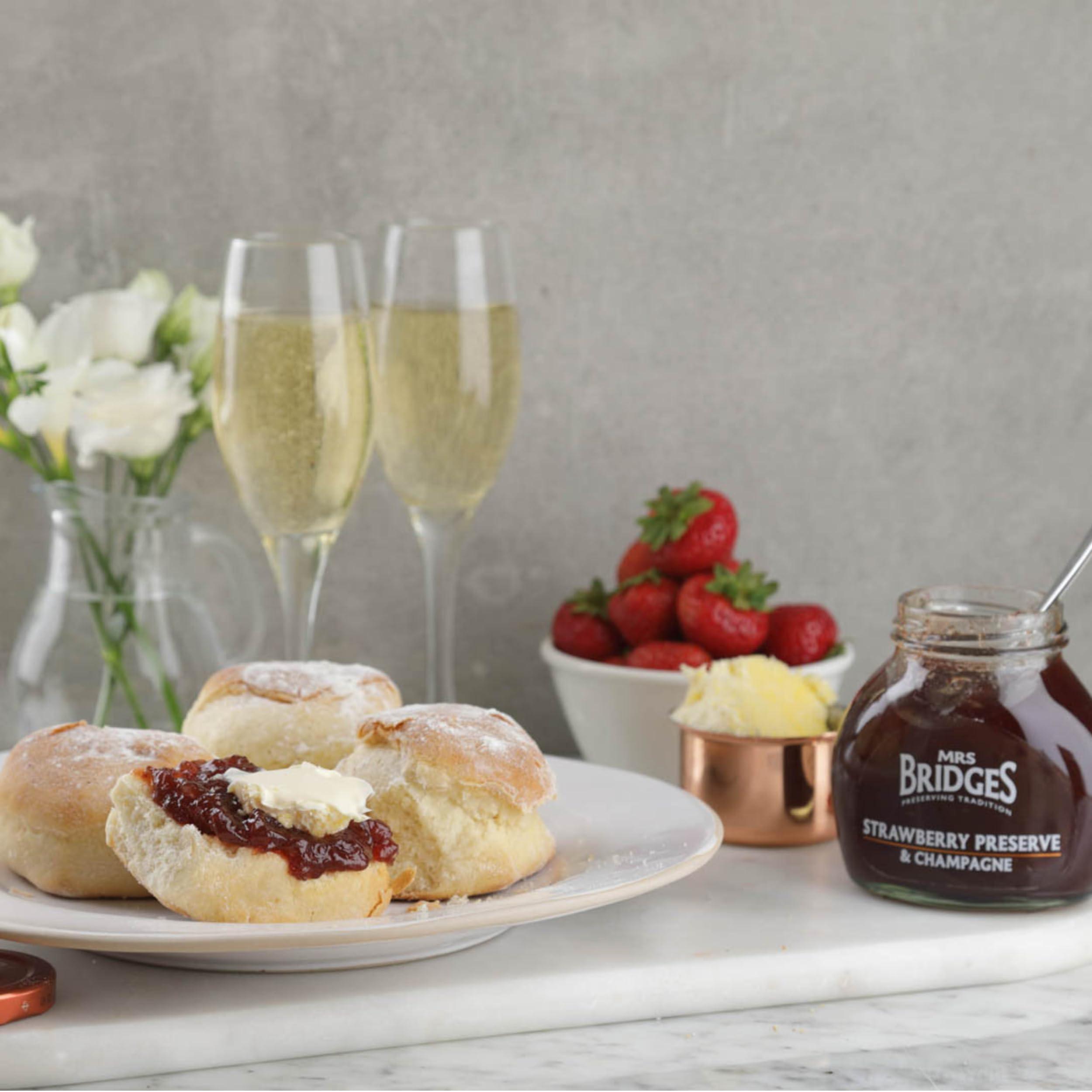 MRS BRIDGES Mrs Bridges Strawberry Preserve with Champagne, Made in Scotland, 8.4oz Jar (Pack of 1)