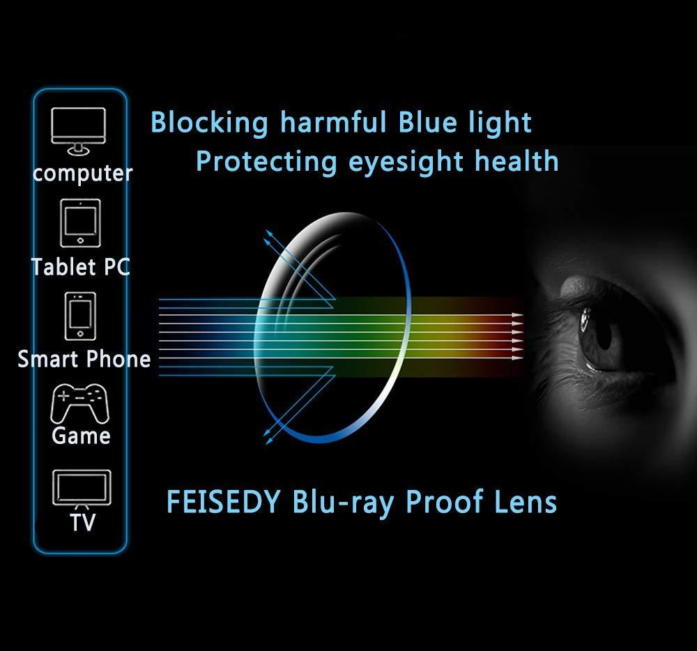 FEISEDY FEISEDY Crystal Cat Eye Glasses Frame Blue Light Blocking Computer Eyewear B2500