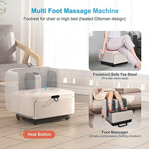 COMFIER COMFIER 2-in-1 Shiatsu Foot Massager&Foot Rest,Foot and Calf Massager with APP Control,Heated Feet Massager,Calf Massager for Foot Pain Relief,Gifts for Men,Women