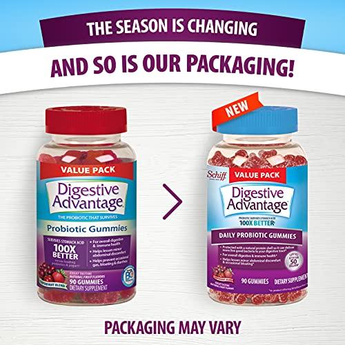 Digestive Advantage Digestive Advantage Probiotic Gummies For Digestive Health, Daily Probiotics For Women & Men, Support For Occasional Bloating, Minor Abdominal Discomfort & Gut Health, 90ct Superfruit