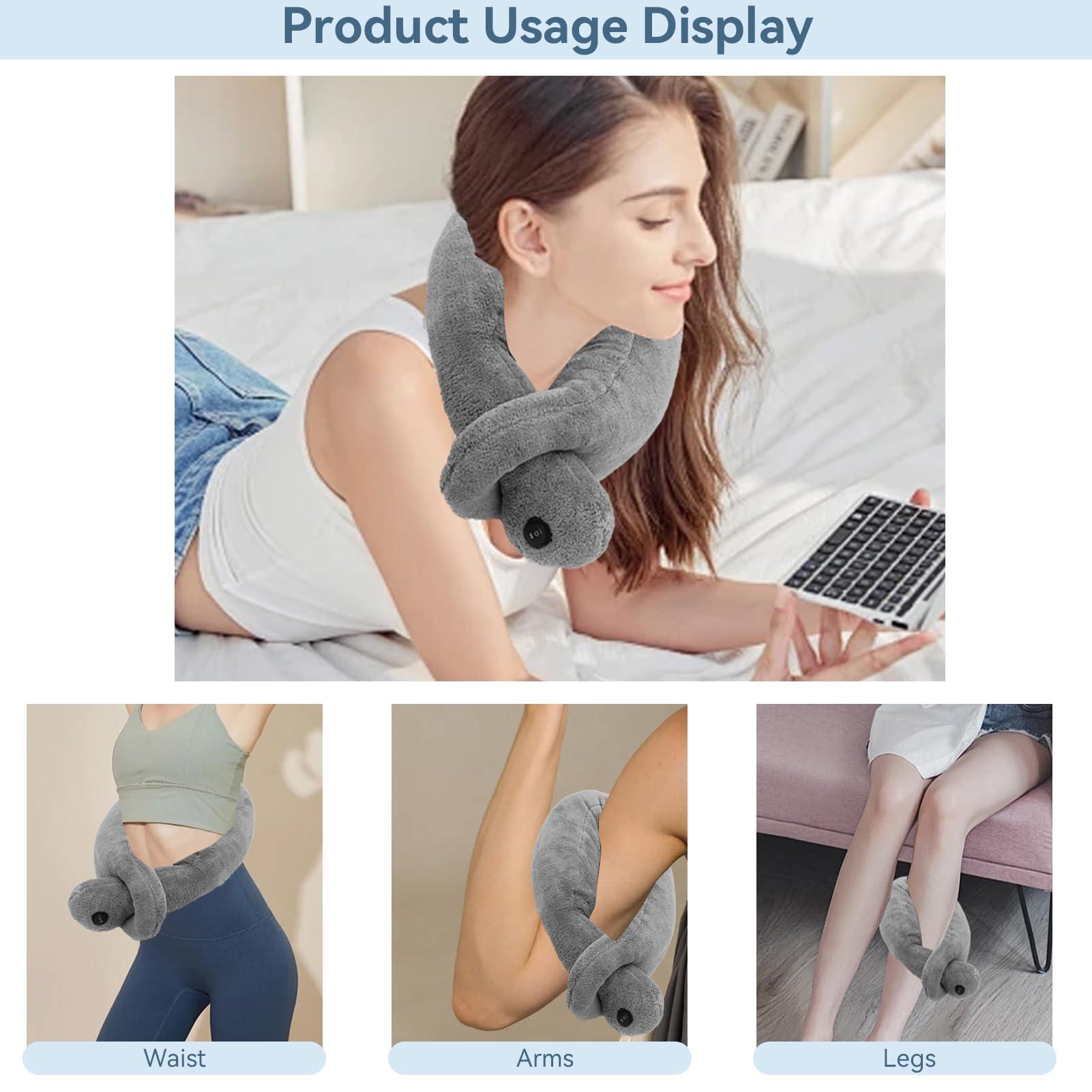 Agatige Massaging Pillow Vibrating Neck Cotton Massage Therapy Cushion for Relax Muscles Relieve Stress Grey