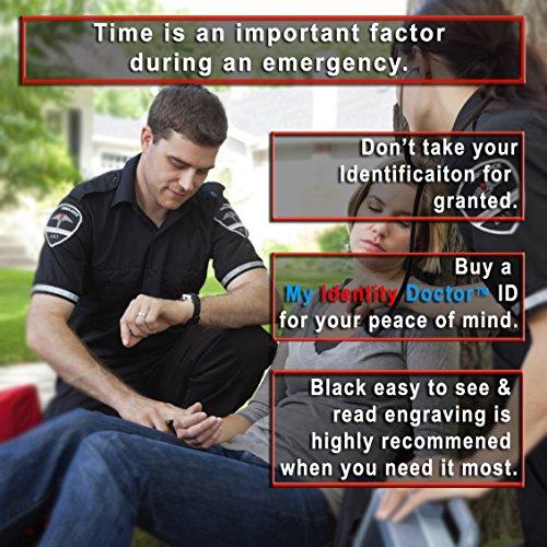 My Identity Doctor My Identity Doctor - Custom Engraved Medical ID Tag 316L Steel Medium - Black