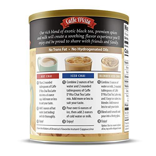 Caffe D'Vita Caffe D’Vita Spiced Chai Latte Mix - Chai Tea Latte Powder Mix, Gluten Free, Chai Tea Powder, No Cholesterol, No Hydrogenated Oils, No Trans Fat, Spiced Chai Latte Powder Mix - 1 Lb Can