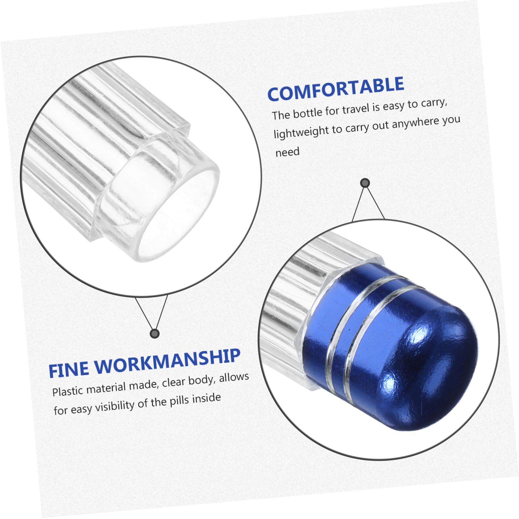 HEALLILY HEALLILY 20pcs Travel Medicine Bottle Vial Container Pill Container Bottles Pill Bottles Empty with Caps Small Pill Bottle Pill Storage Containers Refillable Bottle Plastic Mini Bottled, Blue