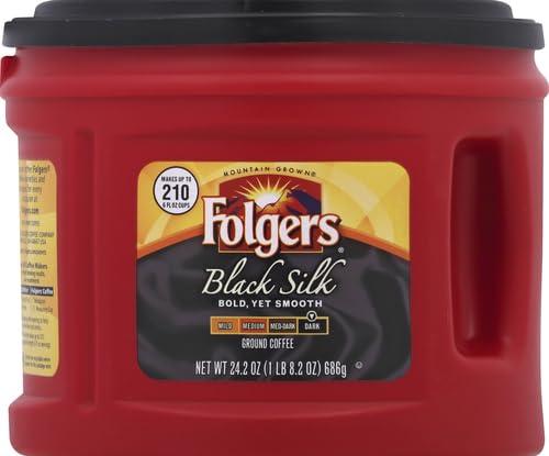 Folgers Folgers Black Silk Coffee, Dark Roast, 24.2 Ounces Per Canister