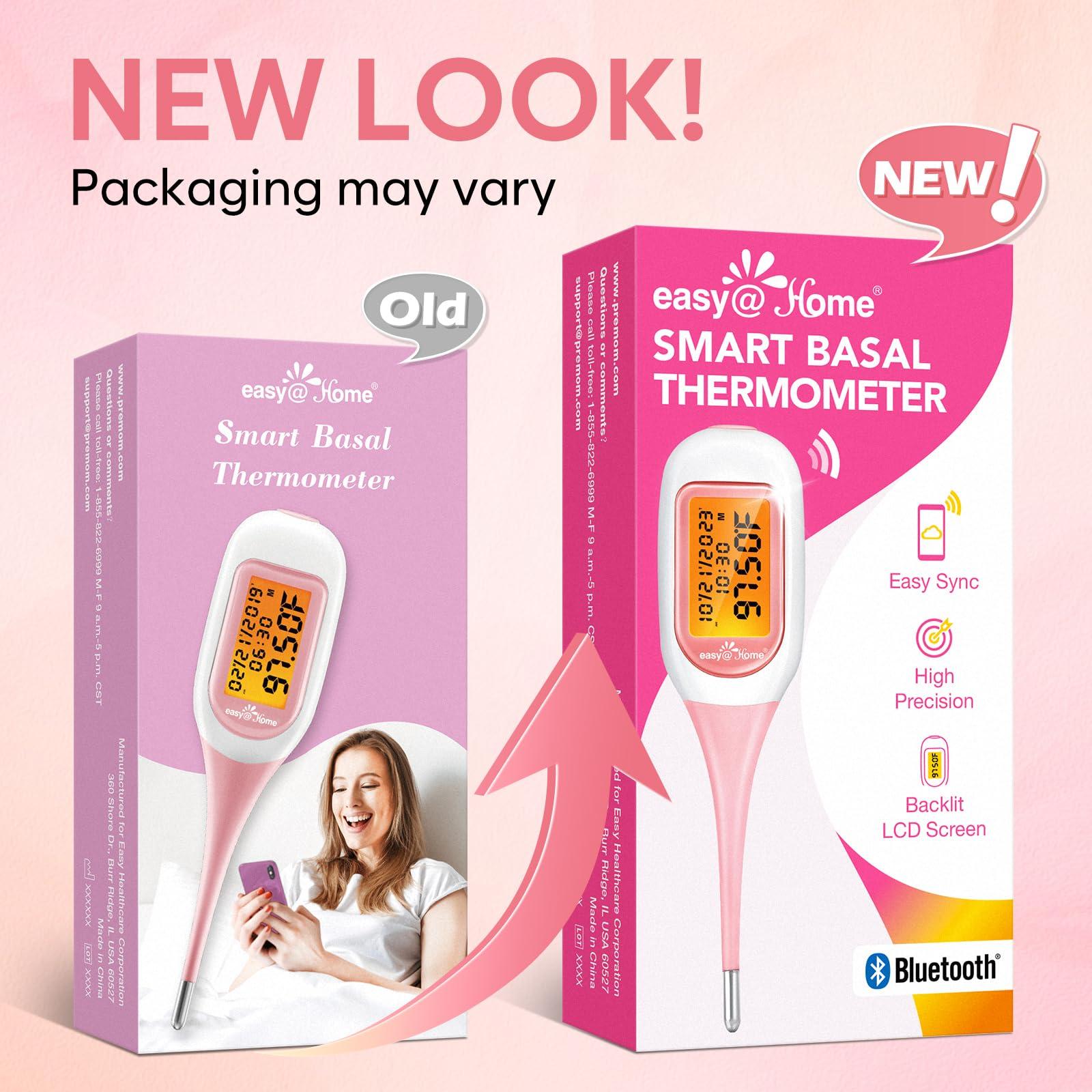 Easy@Home Easy@Home Smart Basal Thermometer, Large Screen and Backlit, FSA Eligible, Period Tracker with Premom(iOS & Android) - Auto BBT Sync, Charting, Coverline & Accurate Fertility Prediction EBT-300