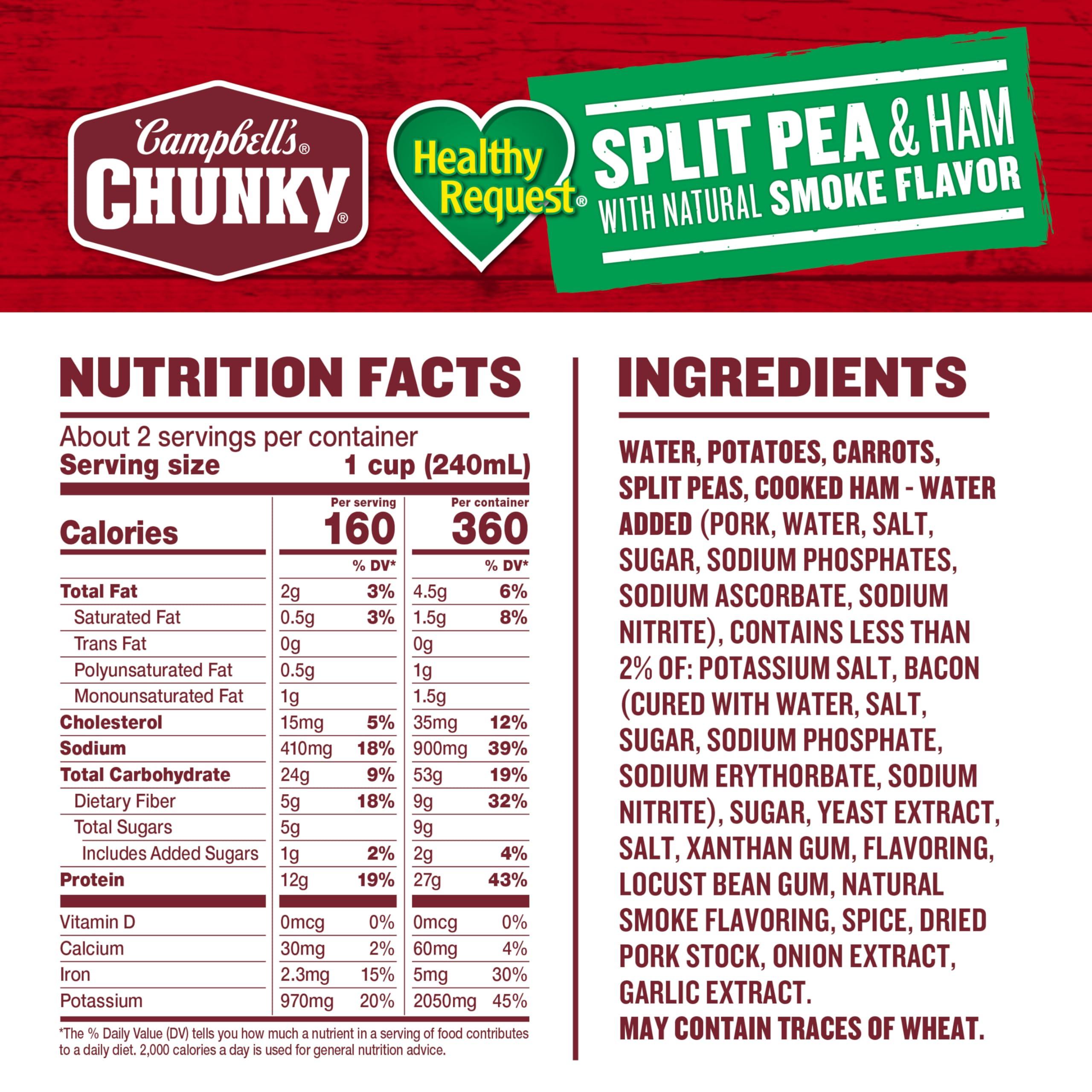 Campbell\'s Campbells Chunky Healthy Request Soup, Split Pea Soup With Ham, 19 Oz Can (Pack of 4)