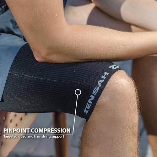Zensah Zensah Thigh Compression Sleeve - Support for Pulled Hamstring, Quad Strain, Groin Compression Wrap for Men and Women (Small, 1 Single - Heather Grey)