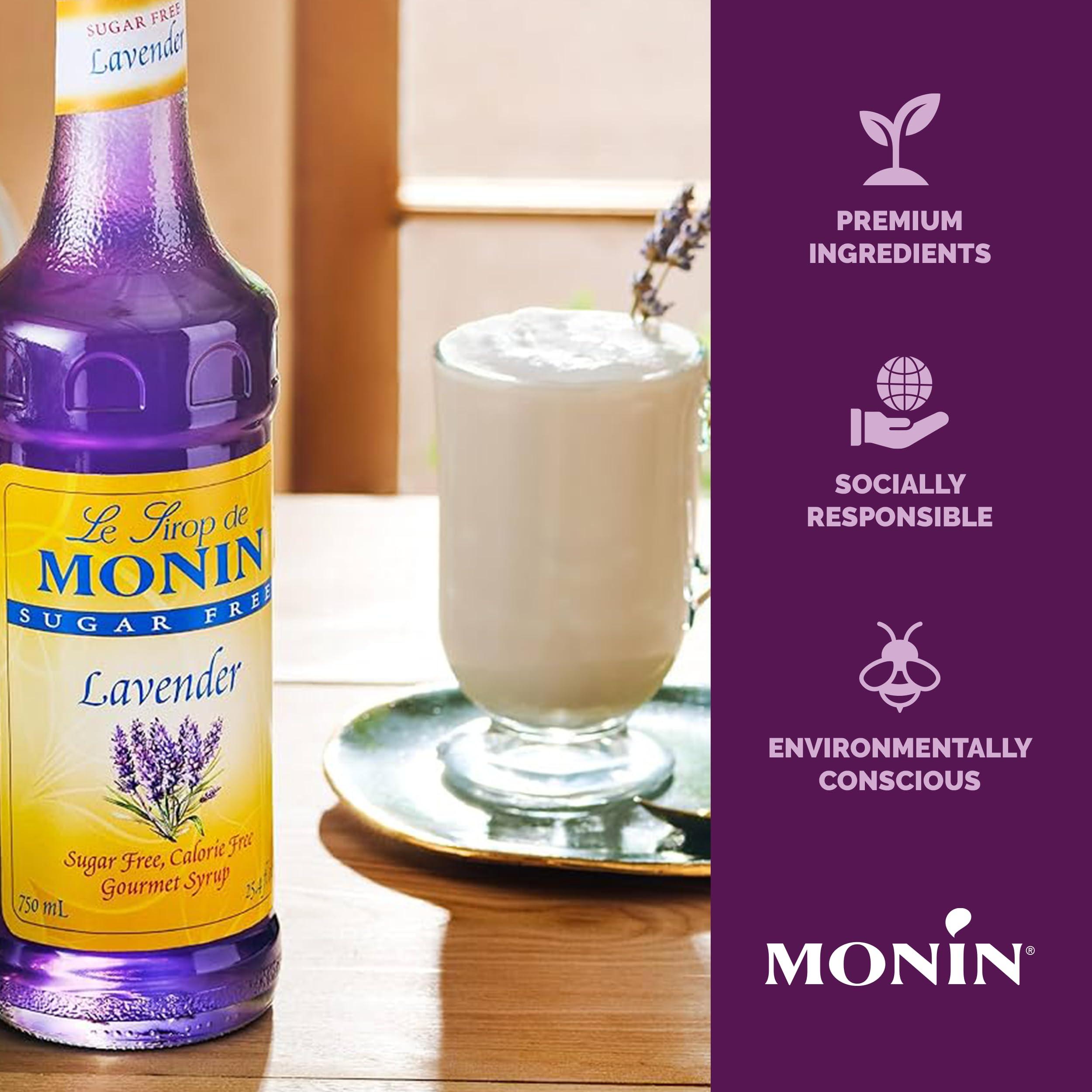 Monin Monin - Sugar Free Lavender Syrup, Aromatic and Floral, Natural Flavors, Great for Cocktails, Lemonades, and Sodas, Non-GMO, Gluten Free (Plastic, 1 Liter)