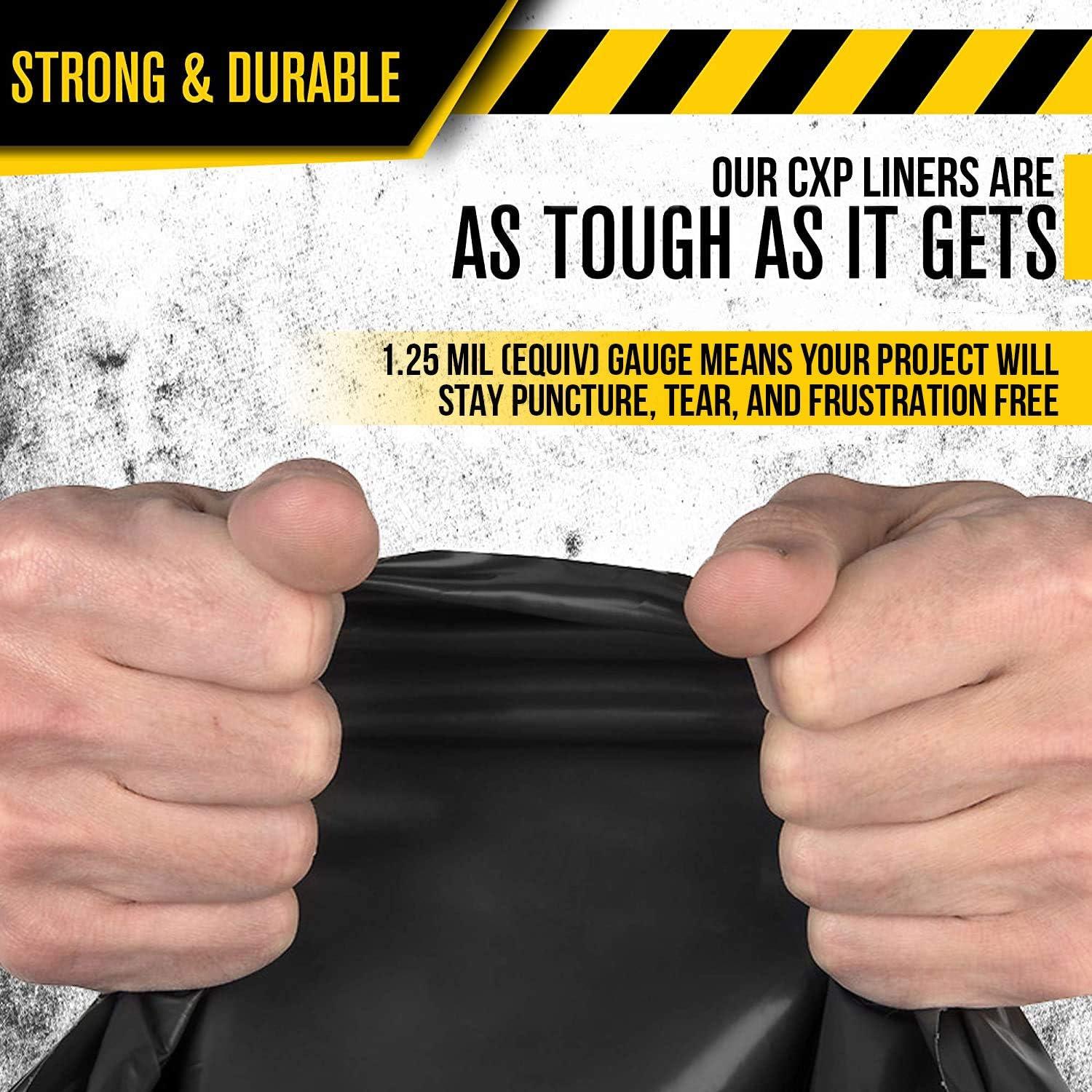 Aluf Plastics Aluf Plastics CXP Series 12-16 Gallon Trash Can Liners (1000 Count) - 24\" x 33\" - Thick 1.25 MIL (eq) Black Trash Bags for Contractors, Outdoor, Industrial, Commercial, Recycling and More