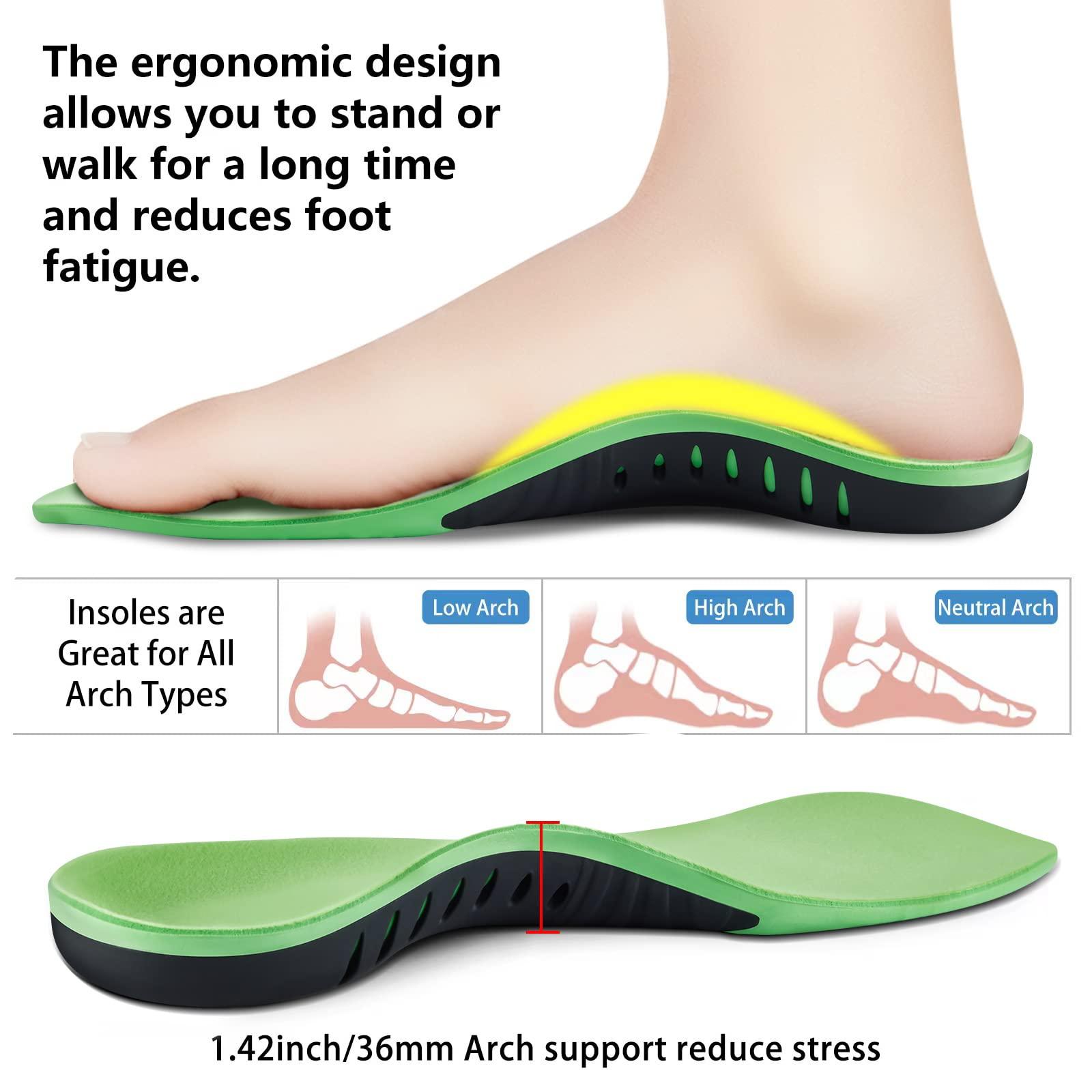 DONQE Arch Support Insoles (220+lbs) Plantar Fasciitis relief Insoles for Flat Feet, Work Boot Insoles, Memory Foam Shoe Inserts for Running and Hiking, Gel Orthotic Insoles for Men & Women