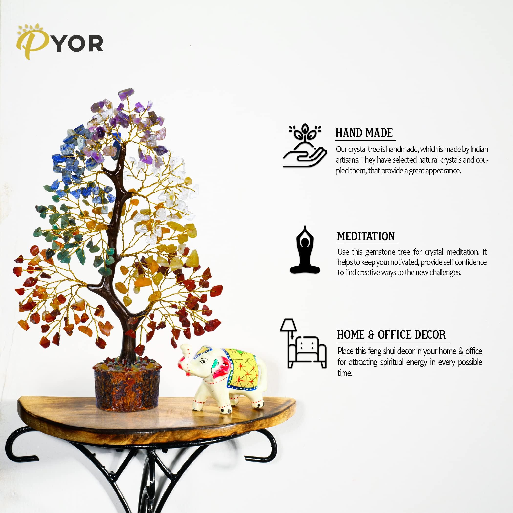 PYOR Chakra Tree, Chakra Stones, Crystal Tree, Gifts for Women, Stones and Crystals, Spiritual Decor, Crystal Pocket Angels, 7 Chakra Tree, Crystal Angel Figurines, Gem Tree, Meditation Accessories