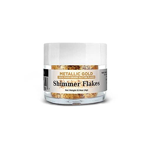 Bakell BAKELL Edible Glitter Flakes | Vegan Edible Shimmer Flakes | KOSHER Certified | Halal Certified | 100% Edible & Food Grade | Cakes, Cupcakes, Decoration (Metallic Gold, 4g)