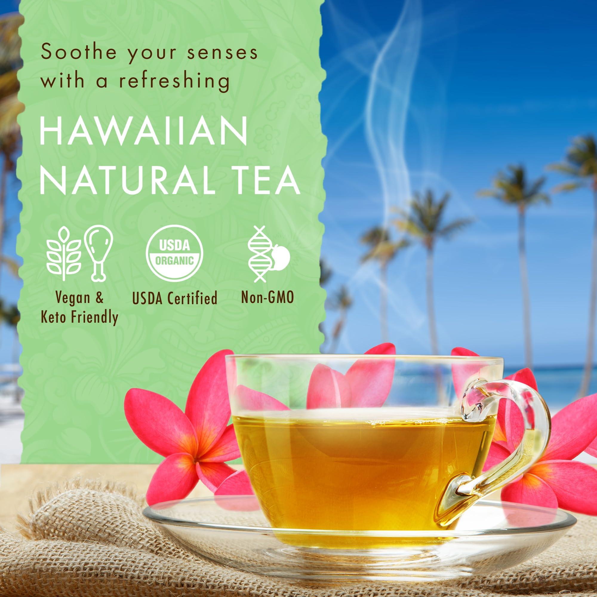 HAWAIIAN NATURAL TEA Hawaiian Natural Tea Organic Mamaki Mint Tea Blend - Caffeine Free Herbal Tea - Antioxidant-Rich, Calming, Wellness Tea for Bedtime, Anxiety & Stress - Gift for Tea Lovers - 20 Tea Bags
