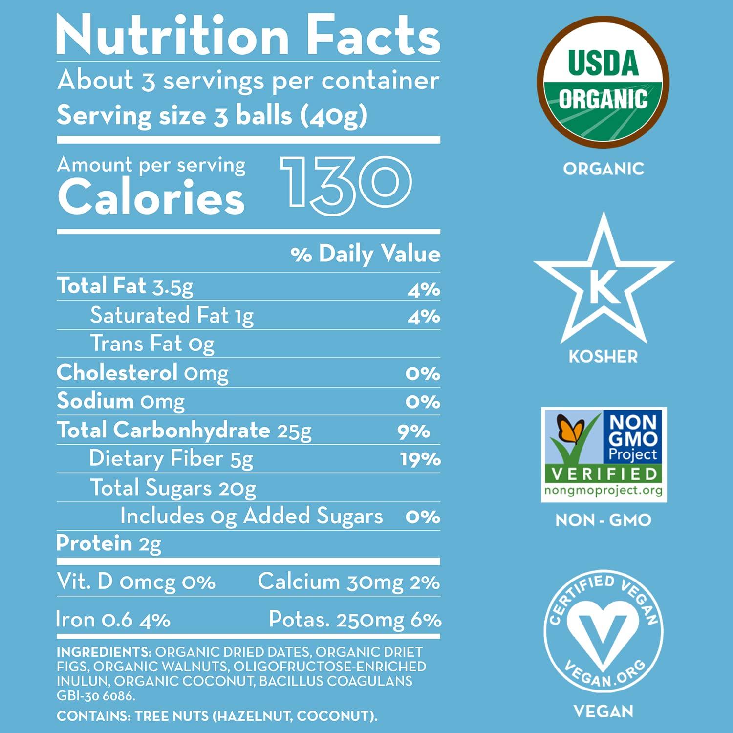 SUNNY FRUIT Sunny Fruit 100% RAW Fruit & Nut Snacks, Fig & Walnut, 1-Pack (9 Balls Per Bag) | Healthy, Convenient, On-the-Go Energy Balls | ORGANIC, VEGAN, GLUTEN-FREE, KOSHER, NO ADDED SUGAR
