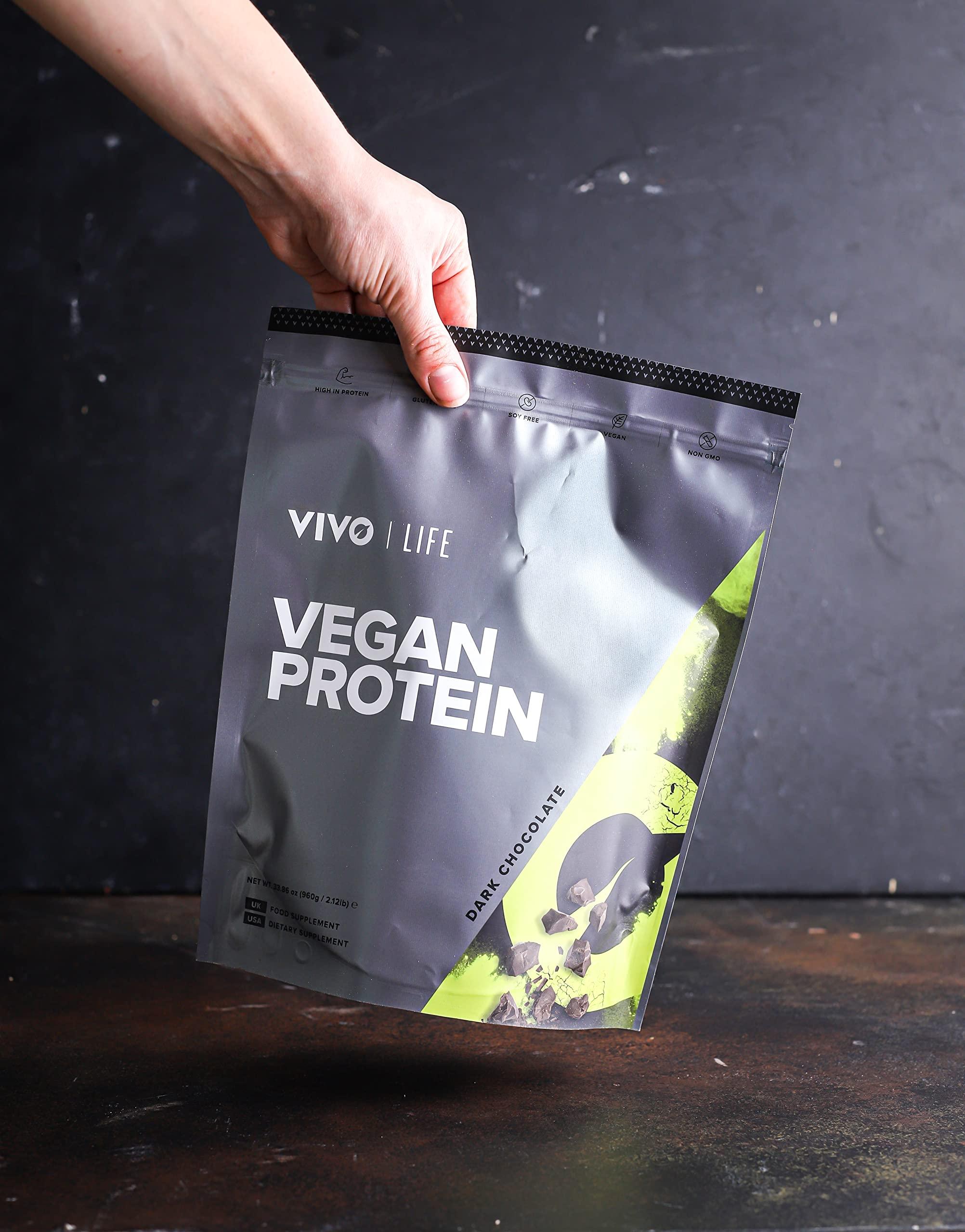 VIVO VIVO Vegan Protein Powder - 0.7 oz of Plant-Based Protein per Scoop, 30 Servings (33.8 oz) (Dark Chocolate)
