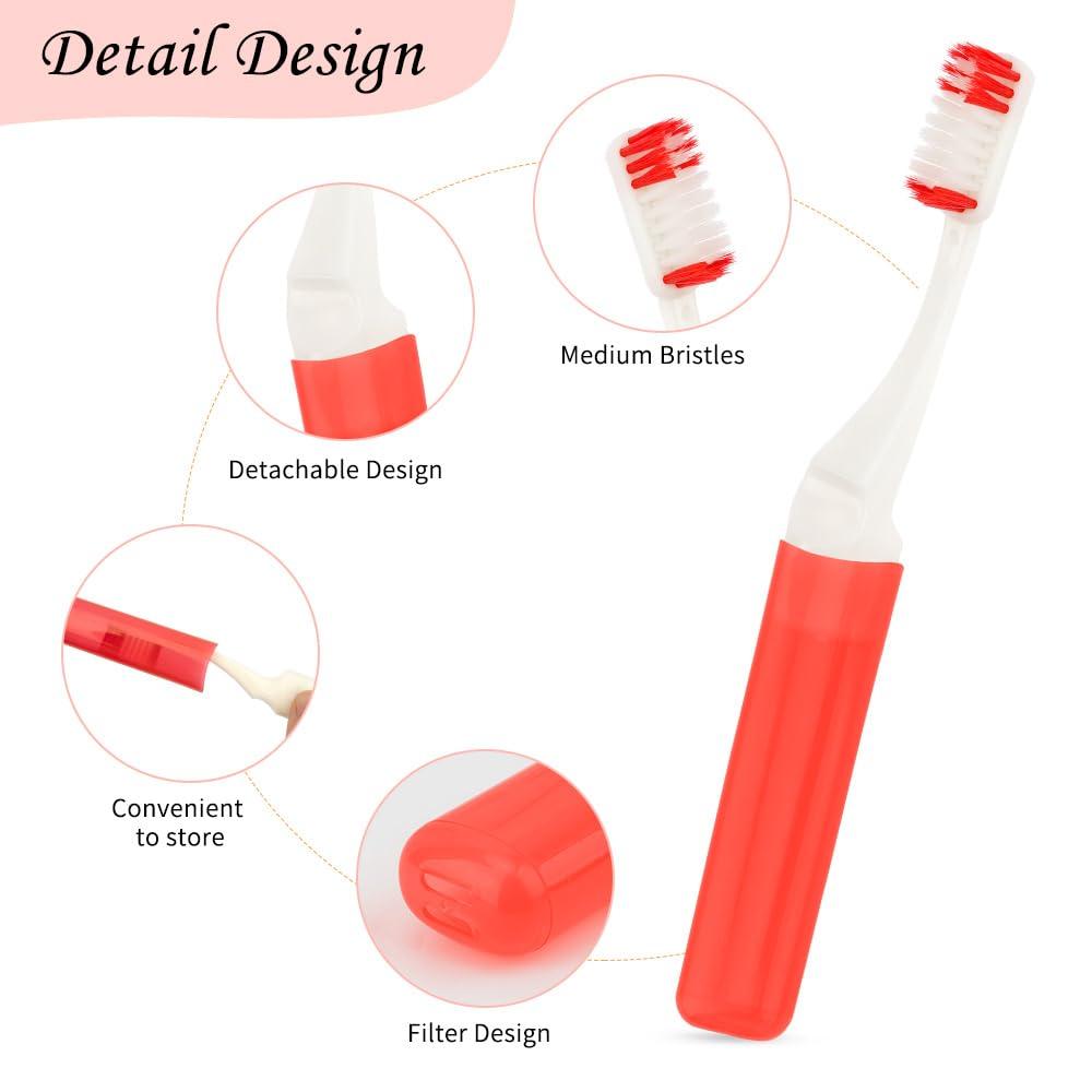 iRFKCIOW Travel Toothbrush 5 Pack Mini Toothbrush Soft Travel Toothbrush Set Portable Folding Travel Size Toothbrush with Toothbrush Case Individually Wrapped Small Toothbrush for Home Camping Hiking School