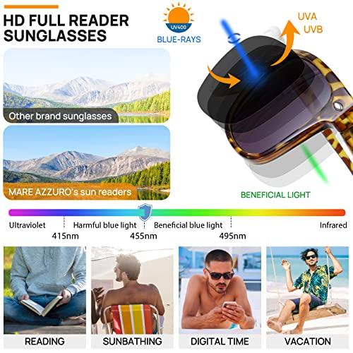 MARE AZZURO MARE AZZURO Reader Sunglasses 2.50 Men Large Square Sun Reading Glasses 100 125 150 175 200 225 250 275 300 350 400 (Brown, 2.5)