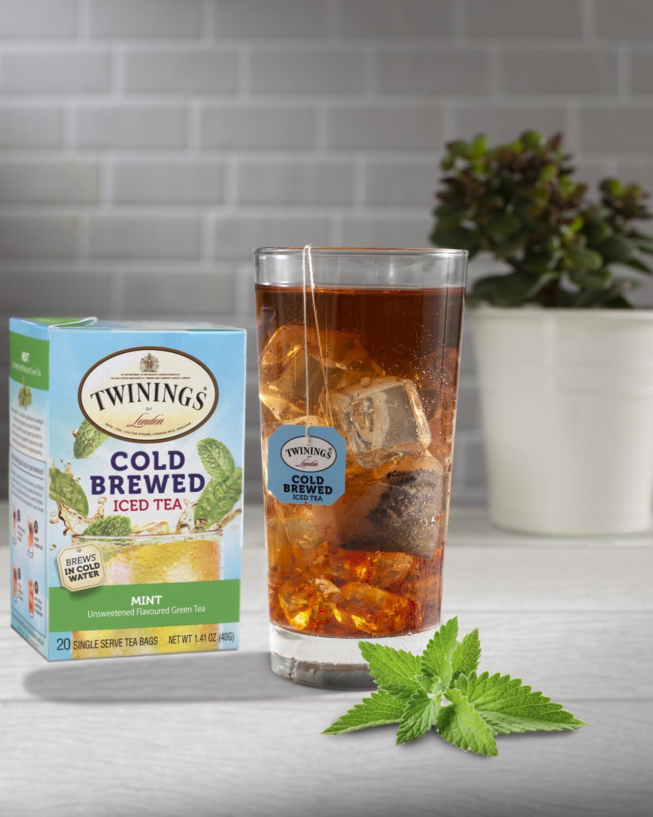 Twinings Twinings Mint Green Cold Brewed Iced Tea Bags, 20 Count (Pack of 6), Unsweetened Flavoured Green Tea, Caffeinated