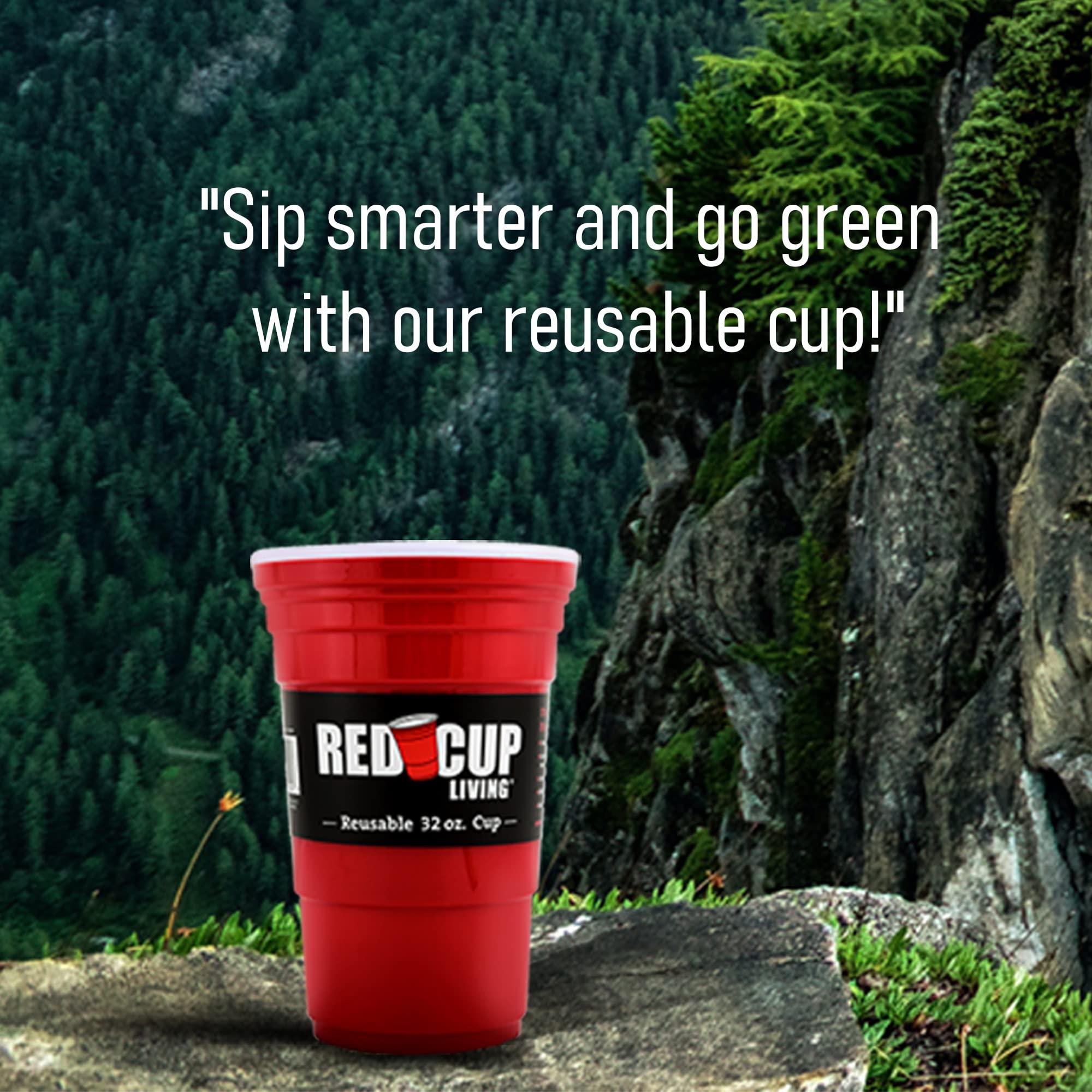 Red Cup Living Red Cup Living Set of 2 -32 Oz Reusable Party Mug, Glass & Tumbler | Ideal for Kids & Adults, Reusable Drinking Supplies for Birthday Party, Camping, Travel Outdoors |Durable & Unbreakable, BPA Free