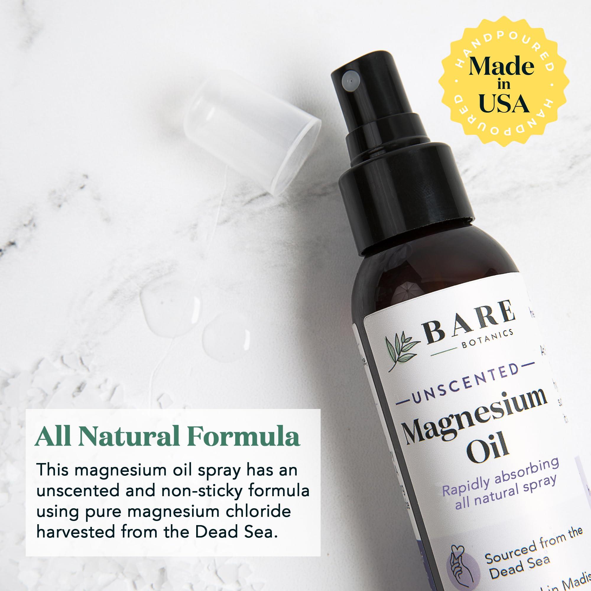BARE BOTANICS Bare Botanics Unscented 16oz Pure Magnesium Oil Spray from The Dead Sea | Rapidly Absorbing | Handpoured in Madison, WI | Supports Sleep & Soothes Sore Muscles