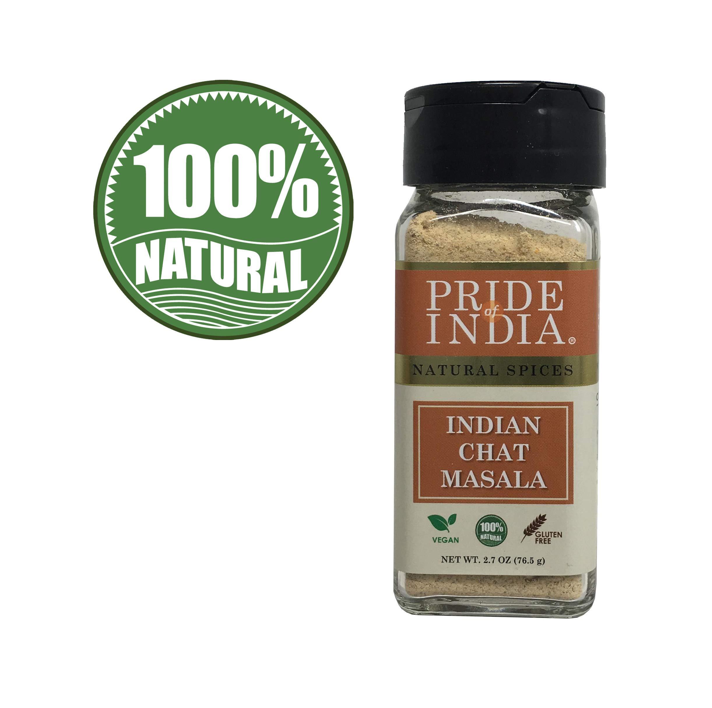 Pride Of India Pride of India Indian Chat Masala Seasoning Spice Ideal for Savory Dishes Perfect Seasoning for Drinks/Salads/Fruits Preservatives Free Easy to Use 2.7 oz. Small Dual Sifter Jar