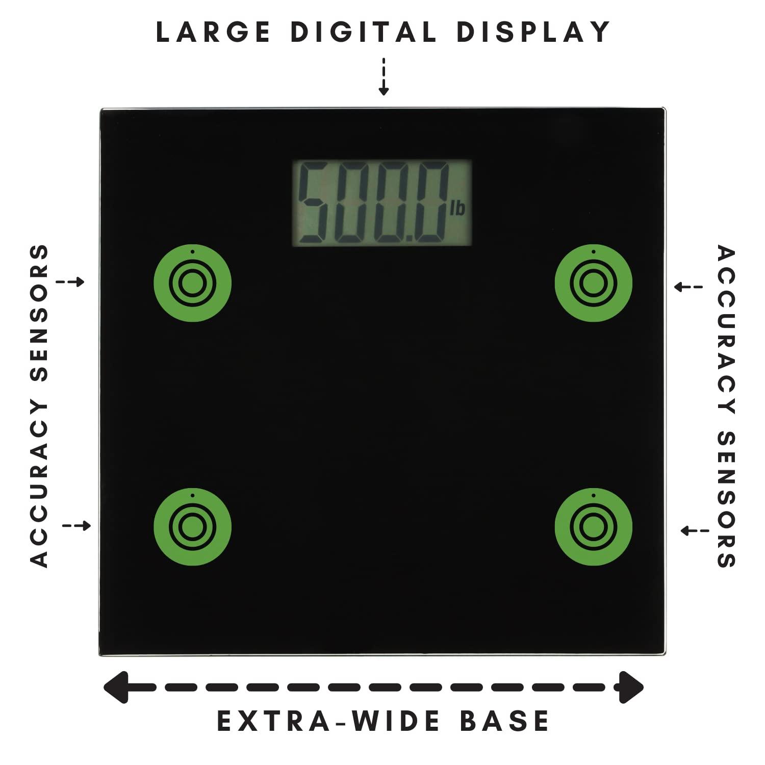 MISTIC COOL 500 lb Extra-Wide Digital Bathroom Scale - Talking Weight Scale with Large LCD Display - Wide Platform for Accurate Body Measurements