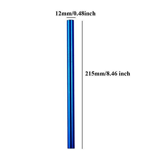 NiceCaTeLe Reusable Metal Boba Straws & Smoothie Straws 50Pack.NiceCaTeLe 0.5" Wide Blue Jumbo Stainless Steel Fat Straws in Bulk for Bubble Tea/Tapioca Pearl, Milkshakes, Smoothies, Jumbo Drinks (Blue)