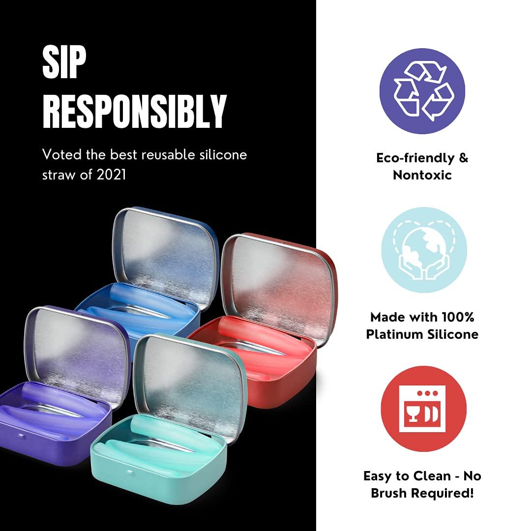 GoSili GoSili Reusable Standard 8\" Silicone Straw and Travel Case, (4 pack)