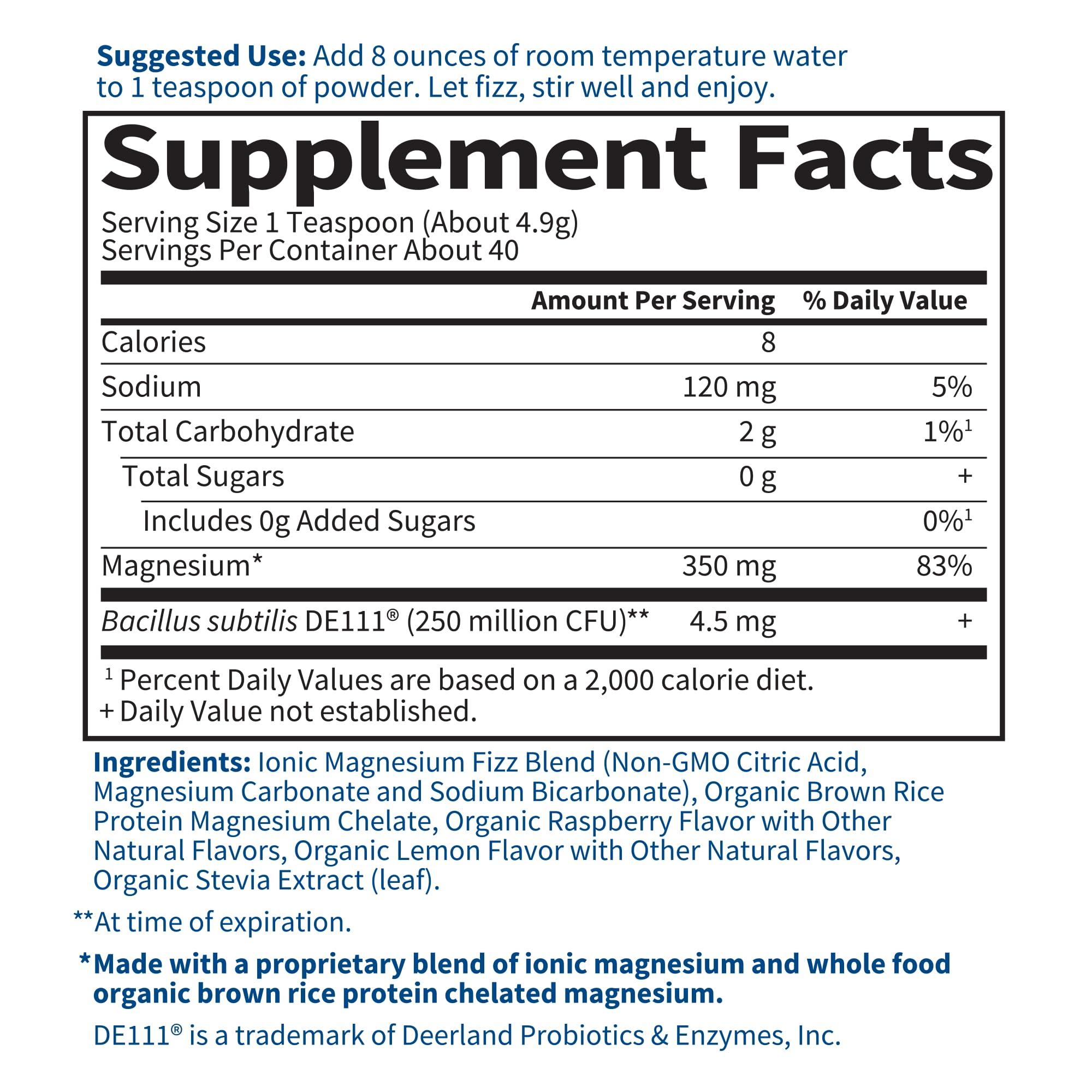 Garden of Life Garden of Life Whole Food Magnesium Powder, Raspberry Lemon - Vegan, Gluten & Sugar Free Supplement with Probiotics for Calm & Regularity