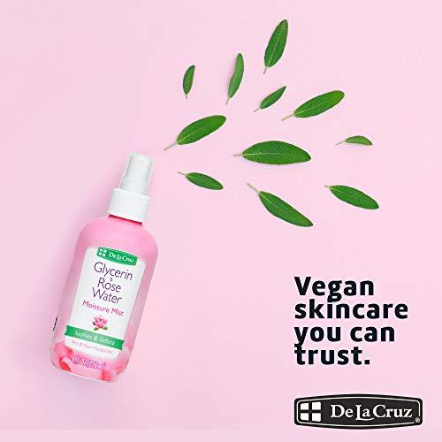 De La Cruz De La Cruz Rose Water and Glycerin Spray for Face - Rosewater Facial Toner and Moisturizer Mist for Skin and Hair 8 fl oz (236 mL)