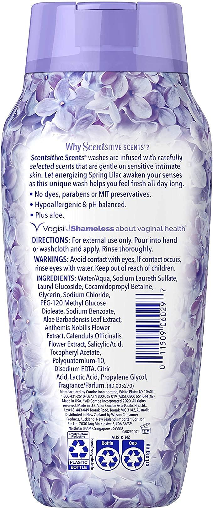Vagisil Vagisil Feminine Wash for Intimate Area Hygiene, Scentsitive Scents, pH Balanced and Gynecologist Tested, Spring Lilac, 12 oz (Pack of 3)