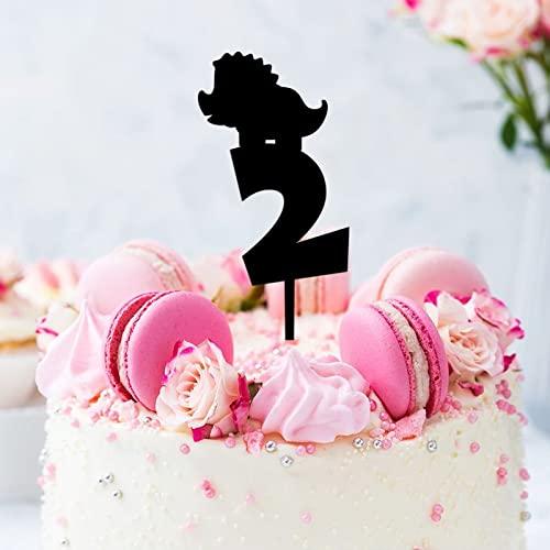 sanxnjana Custom Names Numbers Colors Happy Birthday Cake Topper Pick Happy 2nd Birthday Double Sided Pastries Cake Insert Topper Party Cake Decor for Birthday Party Decorations Supplies