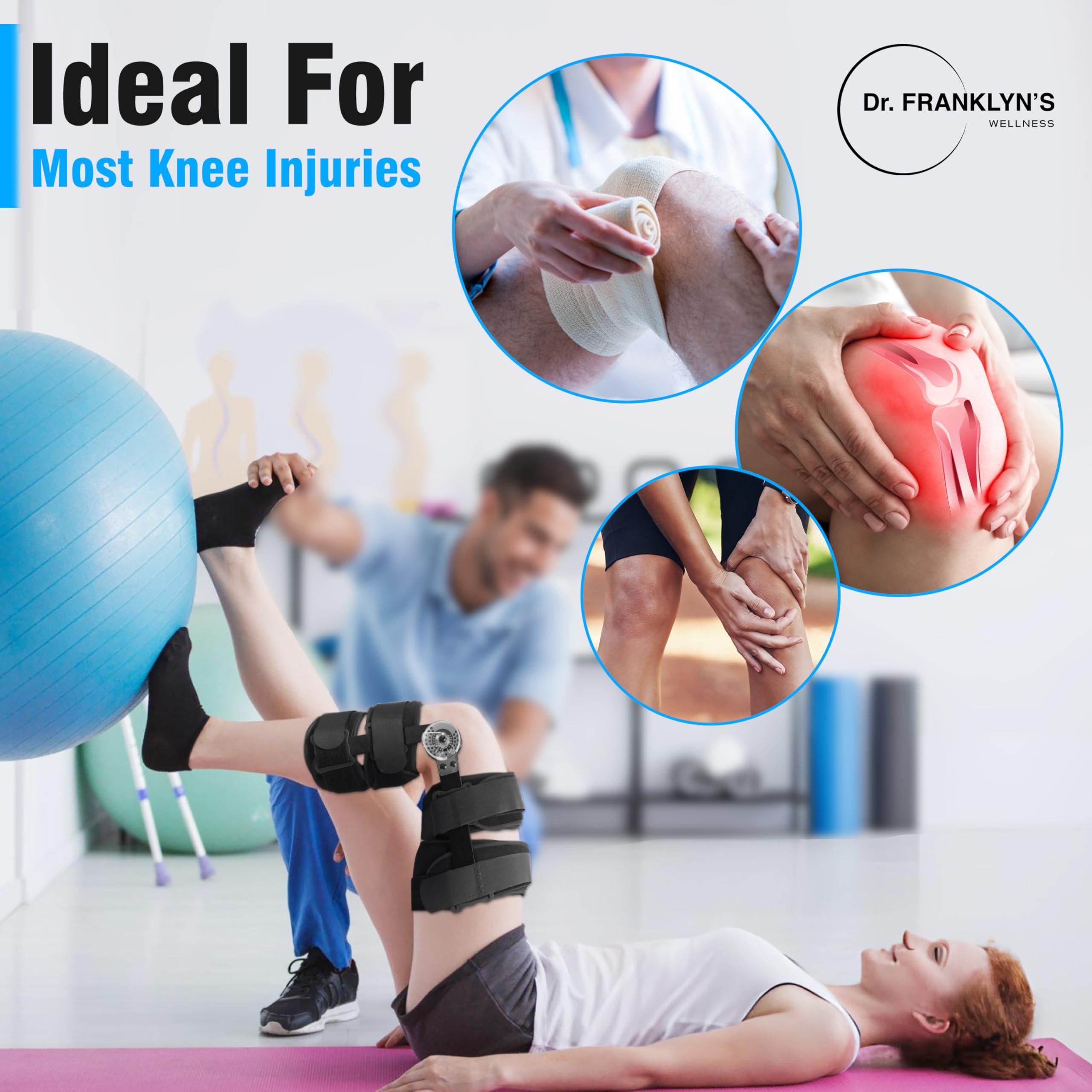 DR FRANKLYN\'S Dr. Franklyn\'s Hinged ROM Knee Brace with Side Stabilizers & Locking Dials Post Op Knee Immobilizer for Arthritis ACL MCL PCL Meniscus Tear Injurie/Knee Pain Medical Orthopedic Support after Surgery-Men/Women