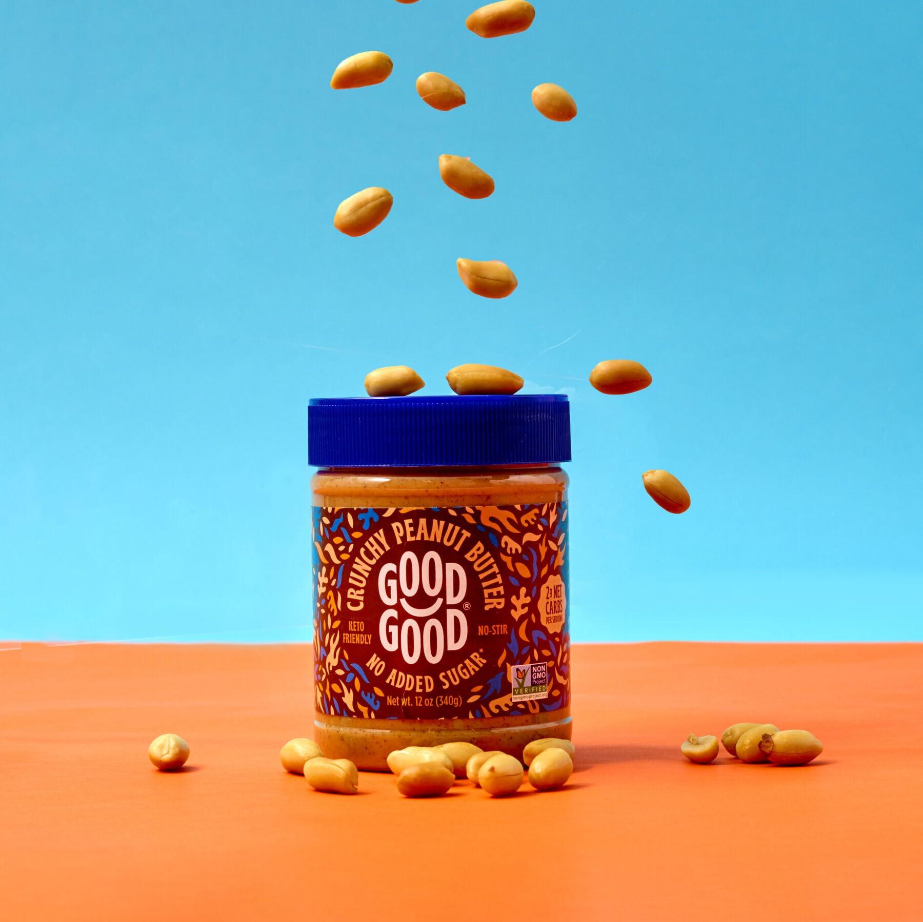 Good Good GOOD GOOD Crunchy Peanut Butter Keto Friendly - Low Carb & No Added Sugars - Vegan - No Palm Oil or Preservatives - Non-GMO - 12 oz / 340g (Pack of 1)