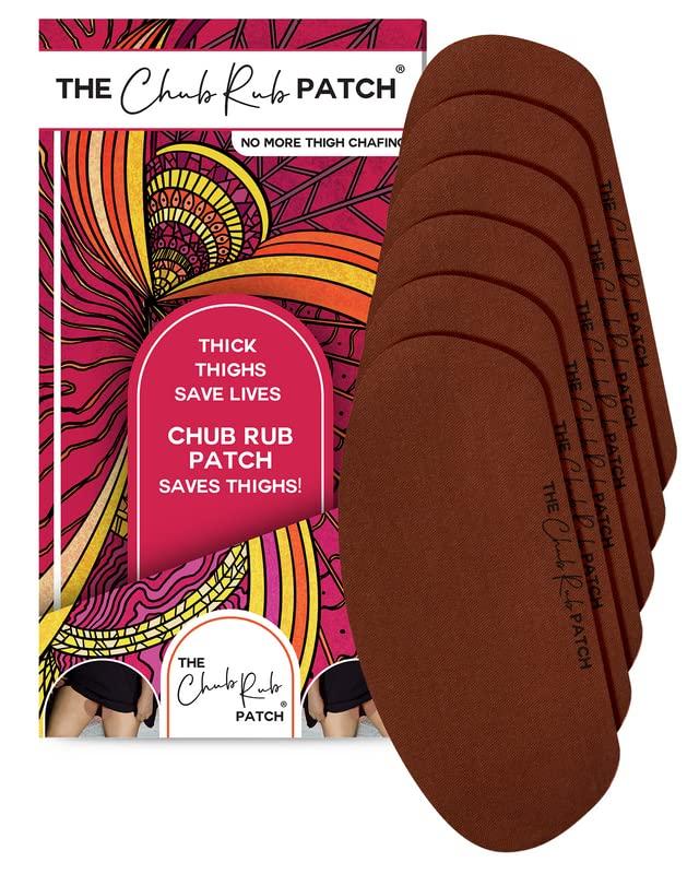 THE CHUB RUB PATCH The Chub Rub Patch for Thighs (AS SEEN ON SHARK TANK), Anti Chafe Thigh Chafing Prevention Friction Tape Patches, Anti Chafing Skin Tape for Inner Thigh Rubbing Prevention Women (3 Pairs), Chestnut