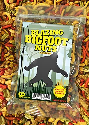 Gears Out Blazing Bigfoot Nuts Spicy Trail Mix - Funny Sasquatch Design - Spicy Snacks for Men and Women - Premium Blend, Made in the USA