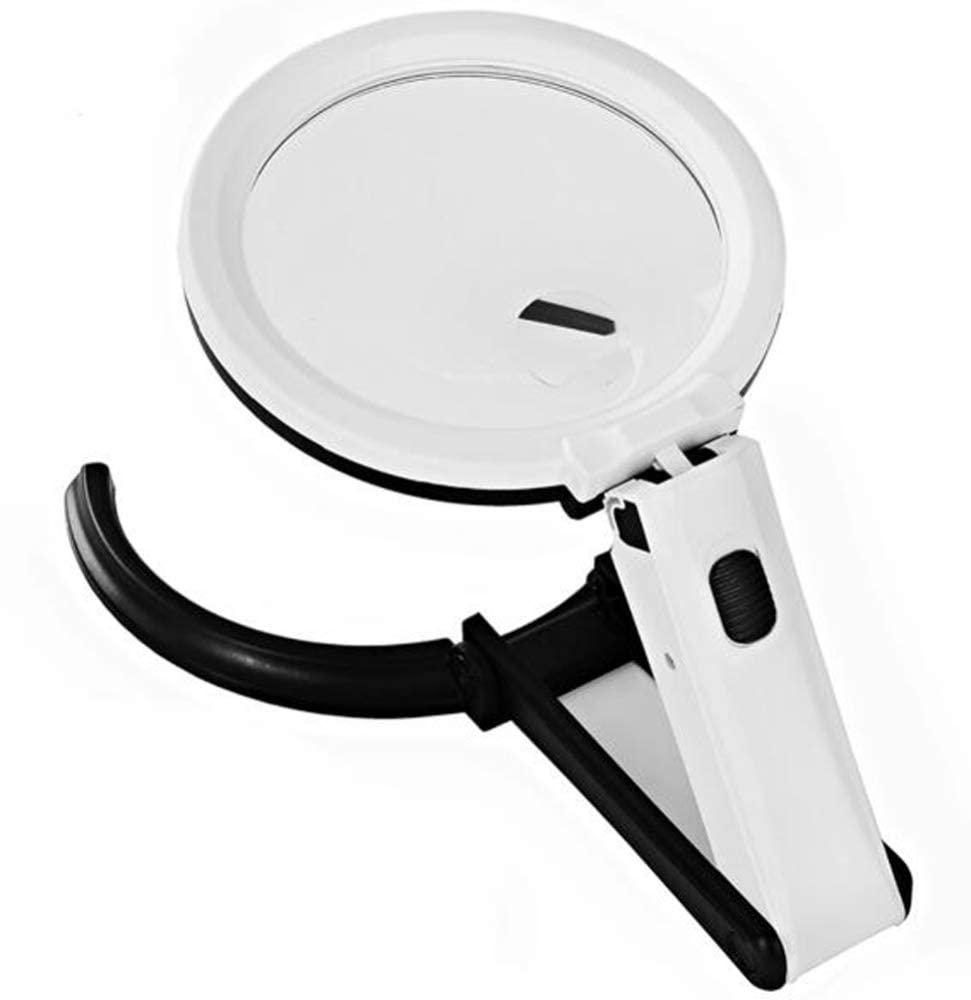 Generic Magnifier, 2X 5X Large Magnifying Glass Stand - Magnifier Lamp Work Light Mounting Bracket Hands Free Magnifying Lamp Folding Design with 12 Energy Saving Led Lights - for Reading