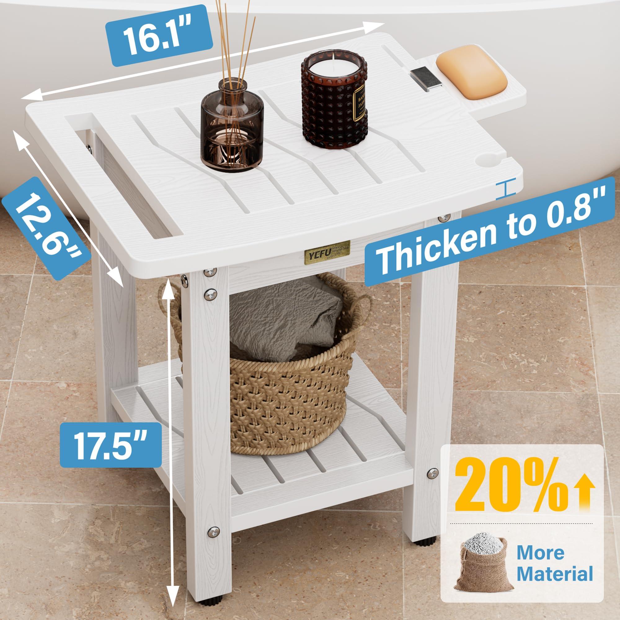 YEFU Elderly Shower Chair for Inside Shower: Shower Stool Waterproof Plastic White Small for Shaving Legs Bathtub Small Spaces - Shower Bench Seat for Adults Seniors Disabled