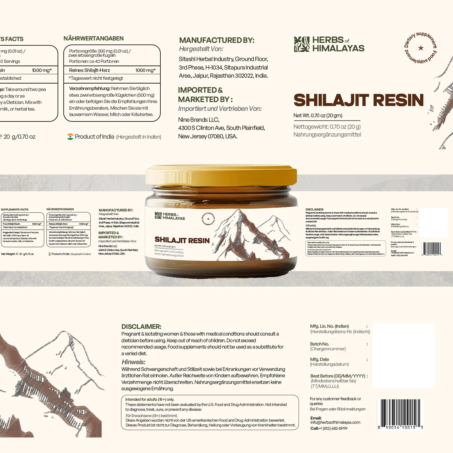 Herbs of Himalayas Herbs of Himalayas Shilajit Resin – Natural Strength (20 g)