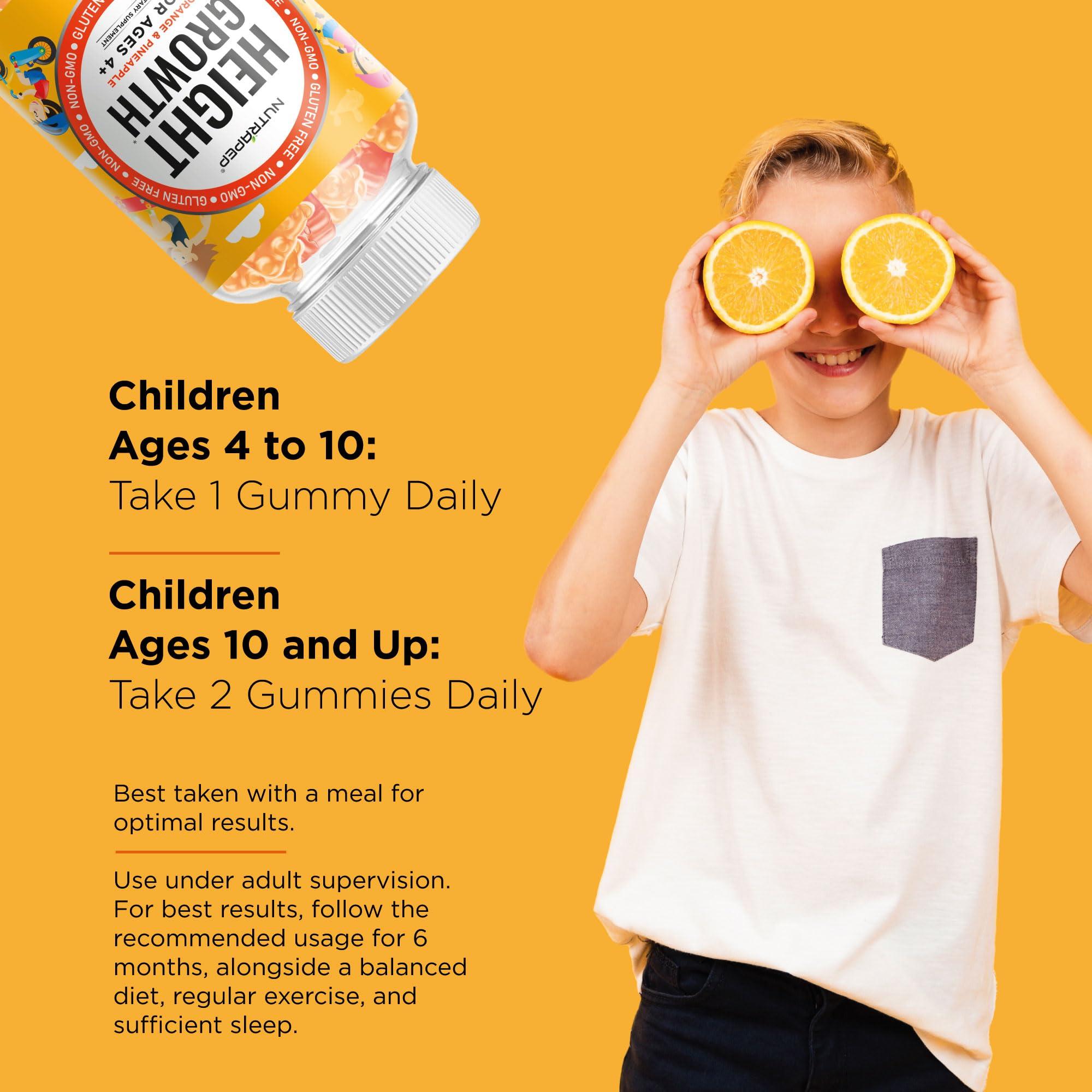 NutraPep Teens Height Growth Supplement Gummies - Kids Grow Taller Natural Height Increaser Multivitamin - with Calcium Vitamin D3 K2 Zinc L-Arginine L-Glutamine L-Ornithine for Boys Girls