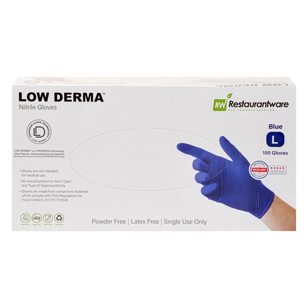 Restaurantware Restaurantware LOW DERMA Large Nitrile Gloves 1000 Disposable Hypoallergenic Gloves - FDA Compliant No Powder And No Latex Blue Non-Sterile Gloves Low Dermatitis Potential