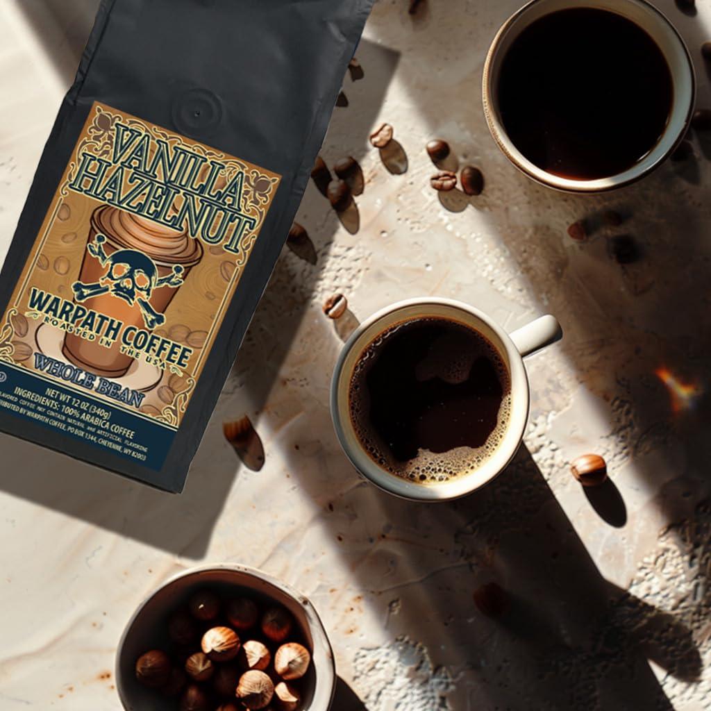 Warpath Coffee Warpath Coffee Light Roast Whole Bean Coffee, Vanilla Hazelnut Blend, High Caffeine, Strong Roasted 100% Arabica Coffee Whole Beans, Rich Aroma, Full Bodied Intense Cup, Created by Navy Seals, 12oz