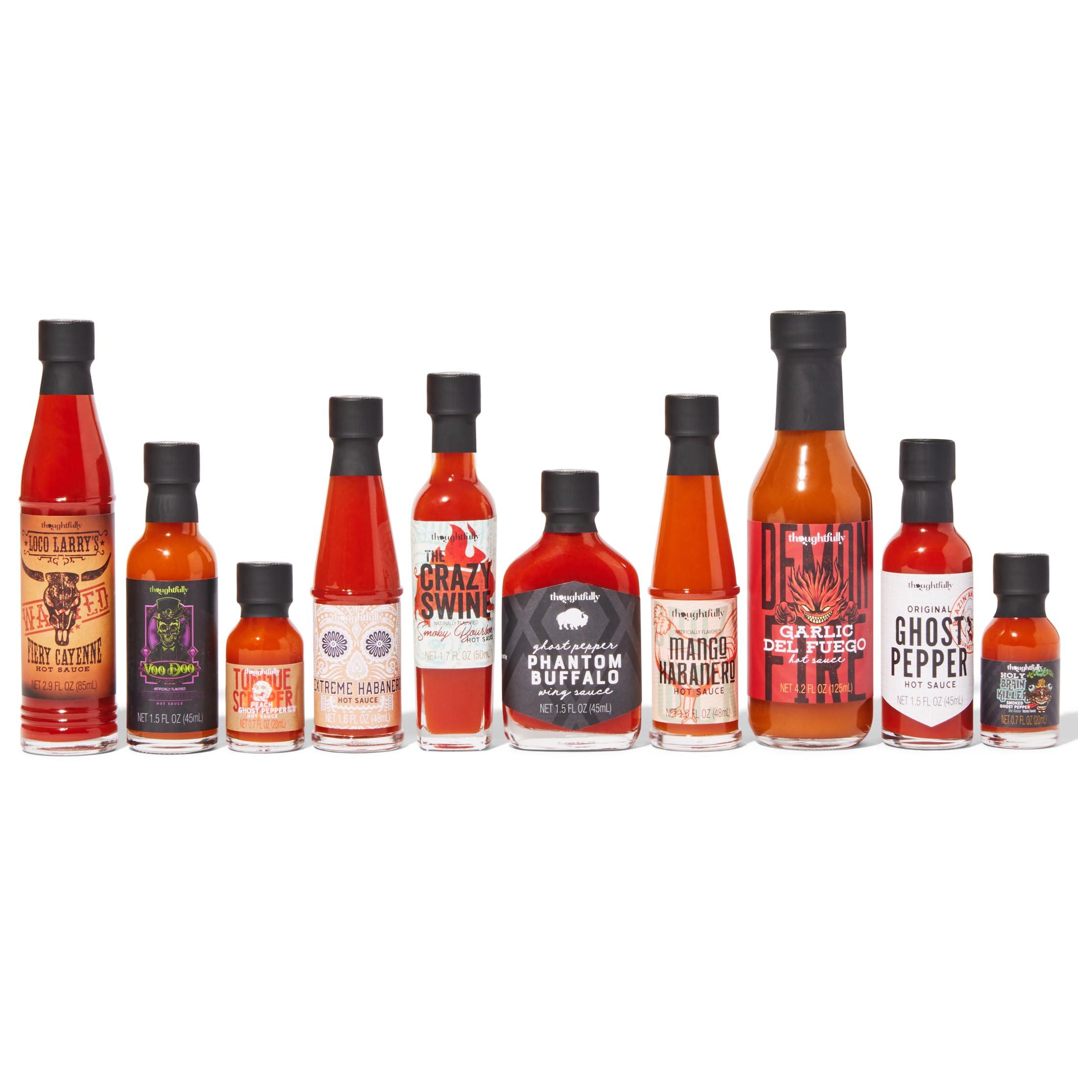 Thoughtfully Thoughtfully Gourmet, Hot Sauce Challenge Set, Hot Sauce Variety Pack Includes Hot Sauces from Mild To Extreme Flavors, Unique Gifts for Men, Set of 10